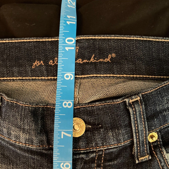 7 For All Mankind Jeans Womens Sz 27‎ Dark Blue Bootcut Flare Stretch Wide Leg - Picture 9 of 11